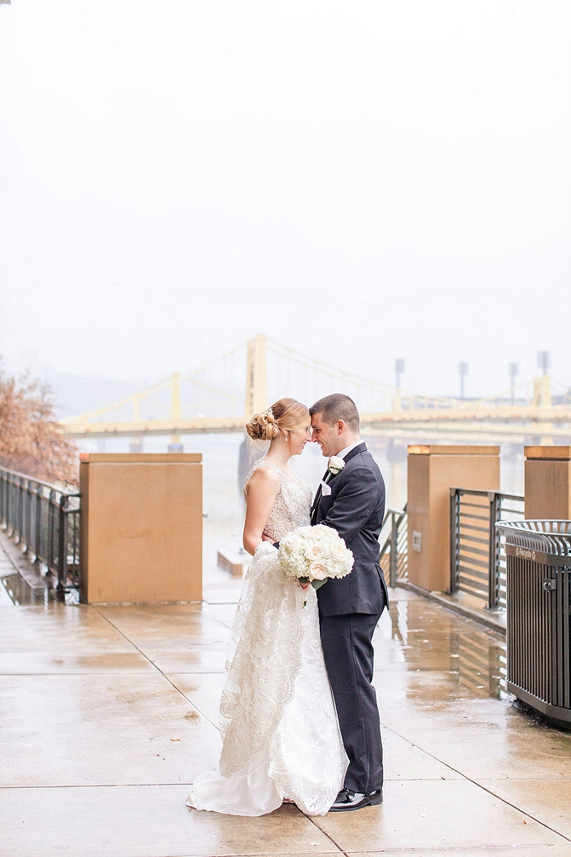 bride and groom at pittsburgh hotel wedding