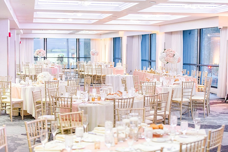 blush and white reception at pittsburgh hotel wedding